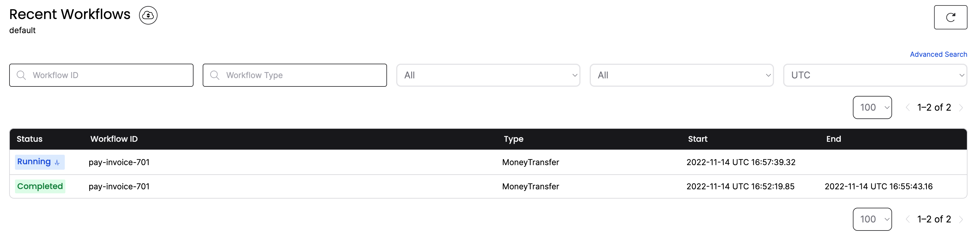 The second Workflow appears in the list of Workflows